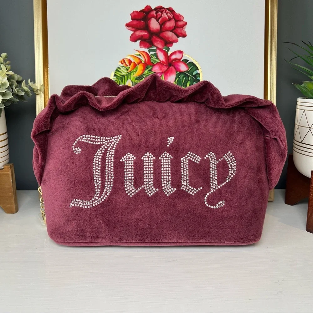 Juicy Couture Plum Cosmetic Bag With Rhinestone Logo